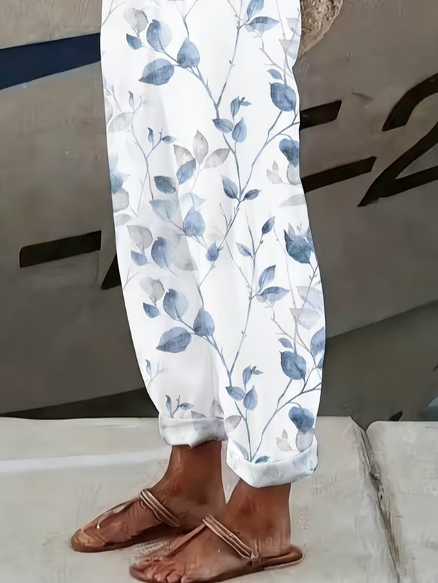 Women Floral Long Pants Casual Spring/Fall Trousers