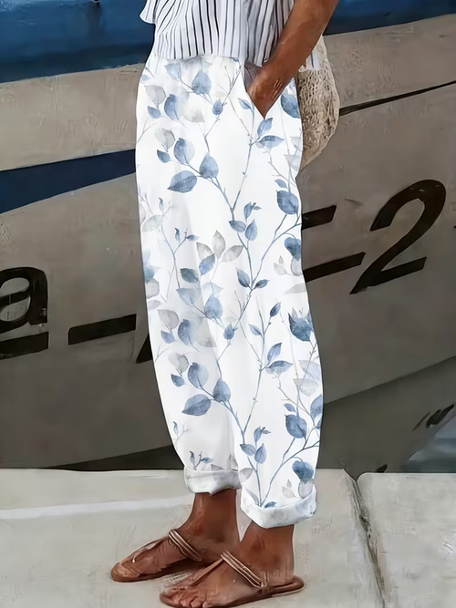 Women Floral Long Pants Casual Spring/Fall Trousers