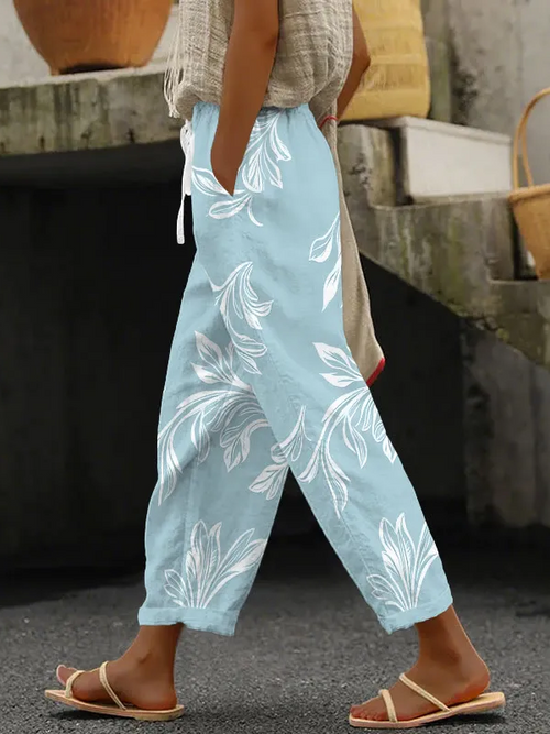 Women Floral Long Pants Casual Spring/Fall Trousers