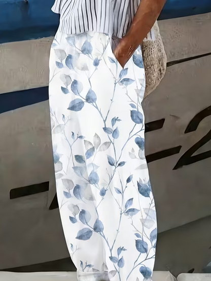 Women Floral Long Pants Casual Spring/Fall Trousers