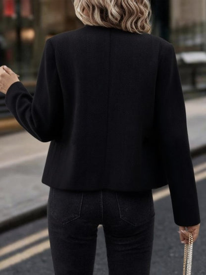 Women Spring/Fall Outerwear Vintage Split Joint Plain Long Sleeve Lapel Collar Jacket