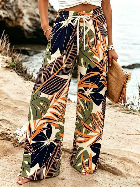 Women Tropical Long Pants Vintage Spring/Fall Trousers