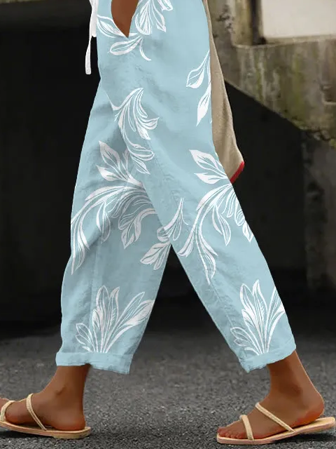 Women Floral Long Pants Casual Spring/Fall Trousers