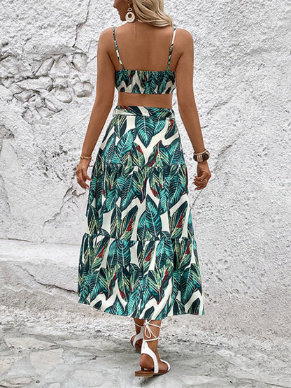 Womens Printed Holiday Backless Two Piece Set SIZE S-XL