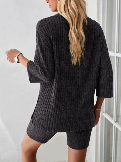 Womens Casual Round Neck Mid Sleeve Two Piece Set SIZE S-XL
